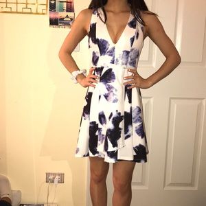 White and blue lulus Floral dress